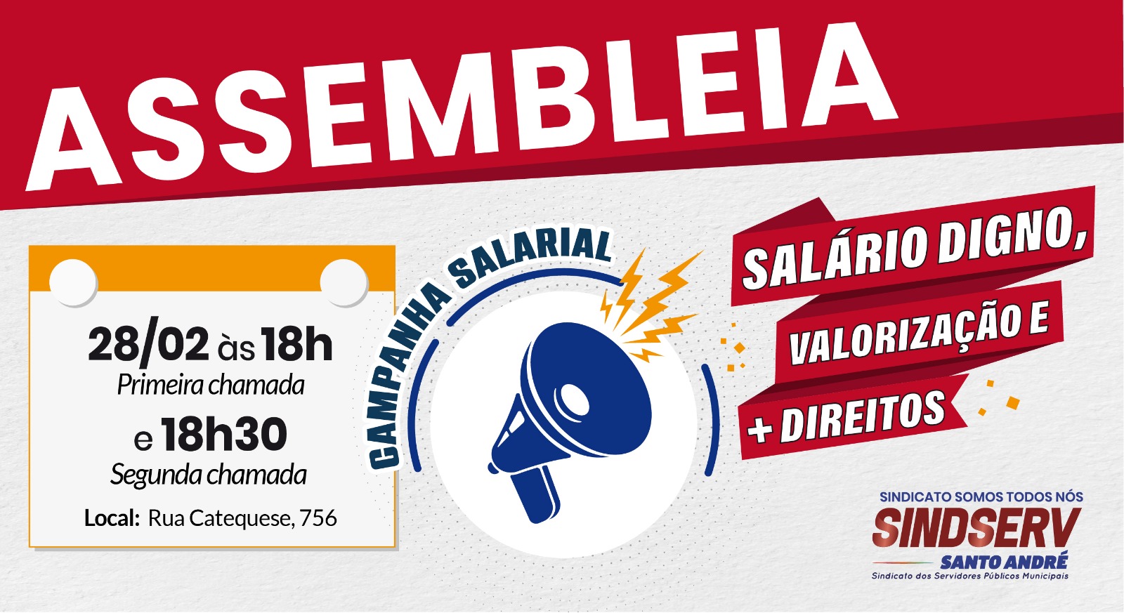 Imagem de Assembleia da Campanha Salarial é nesta quarta-feira, dia (28)