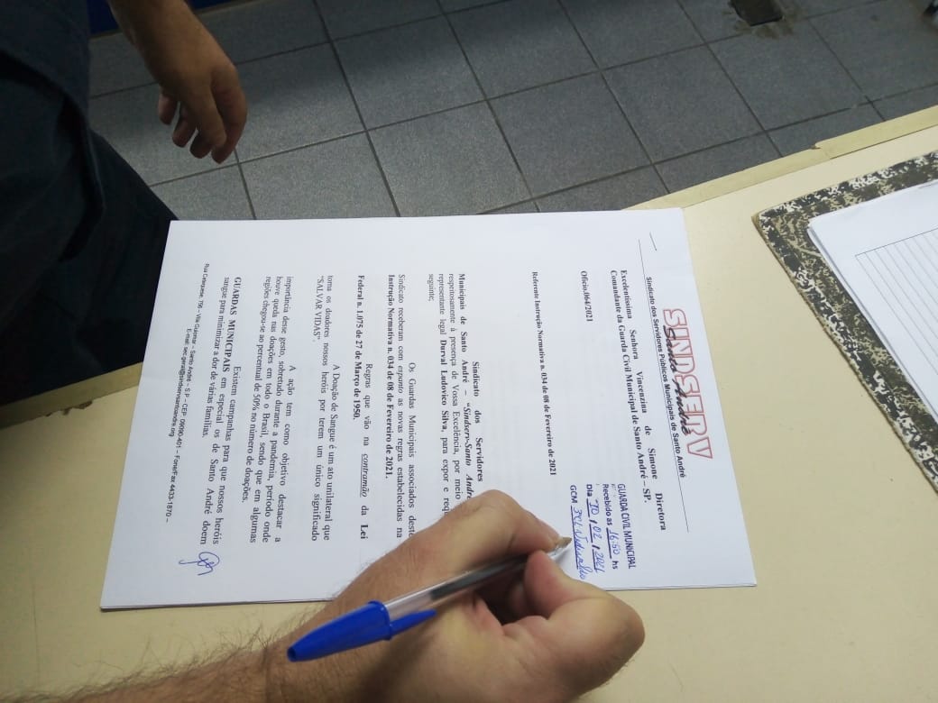 Imagem de Sindserv Santo André pede revogação de norma da GCM que penaliza Guarda que doar sangue 