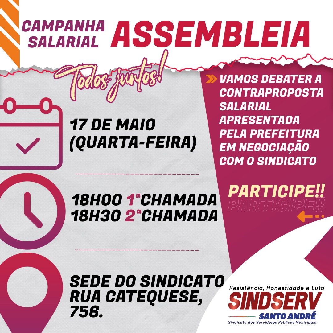 Imagem de Participe da Assembleia Permanente da Campanha Salarial no dia 17 de maio 