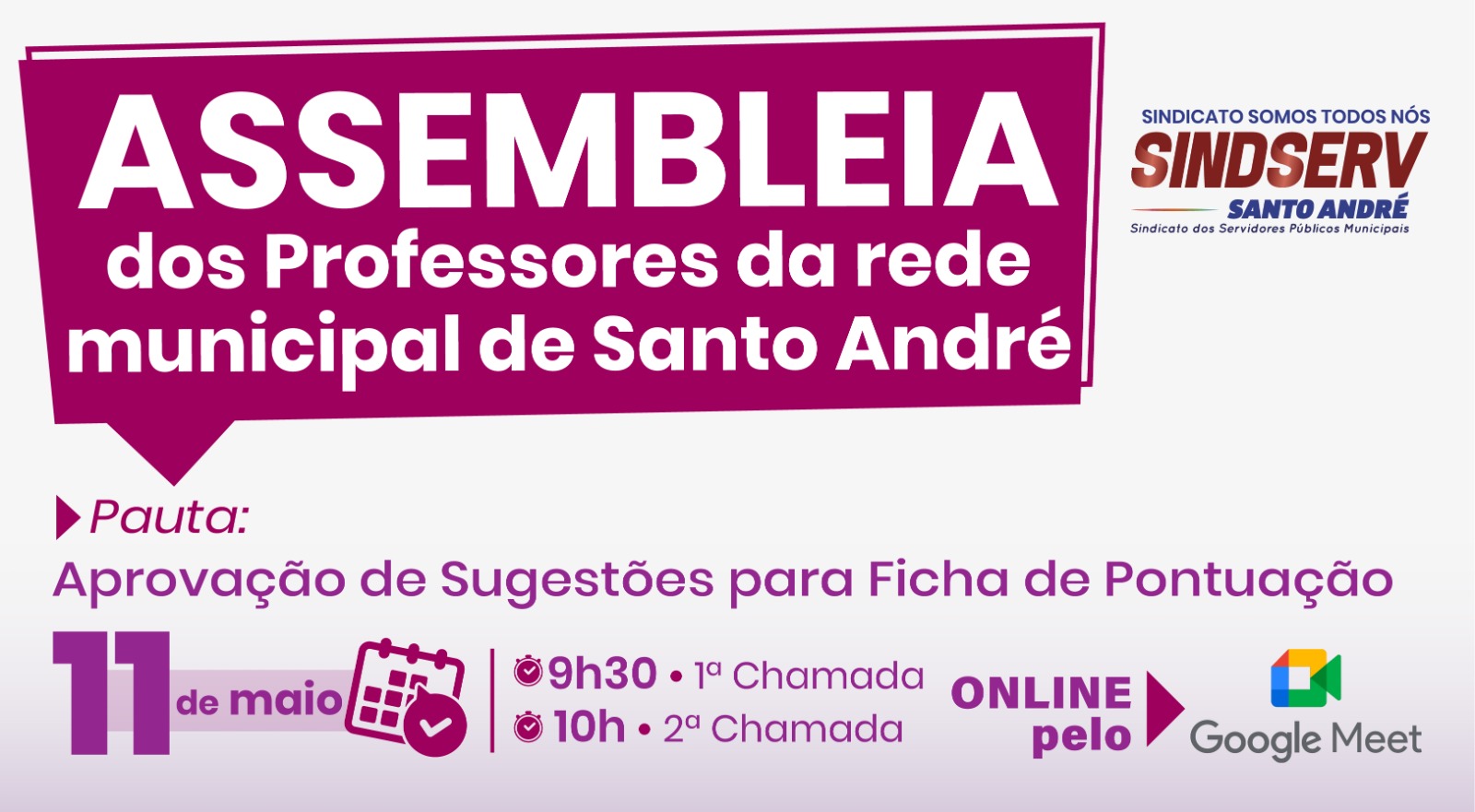 Imagem de Sindserv divulga pesquisa sobre Ficha de Pontuação e convoca professores para Assembleia