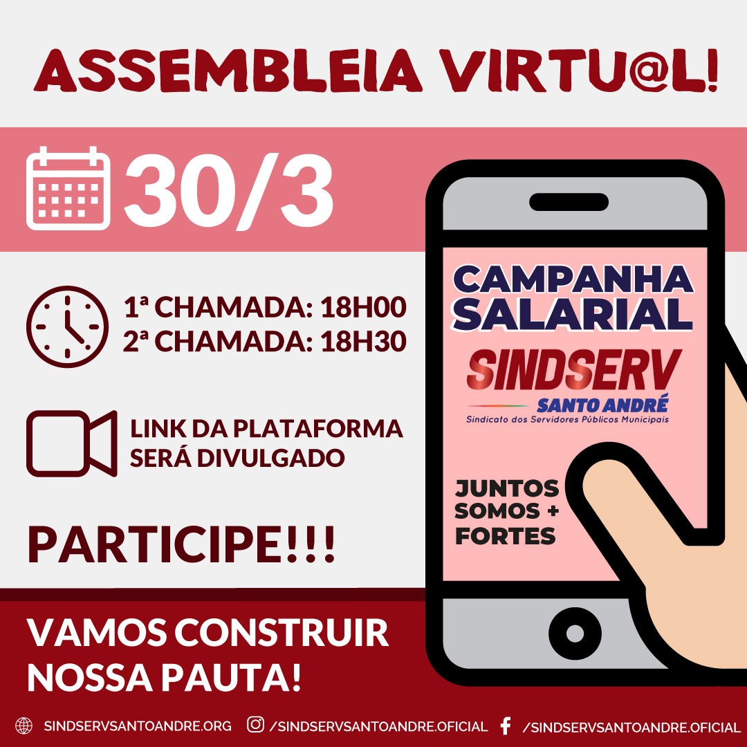Imagem de  É hoje: Participe da Assembleia Virtual da Campanha Salarial! Link do Zoom na matéria