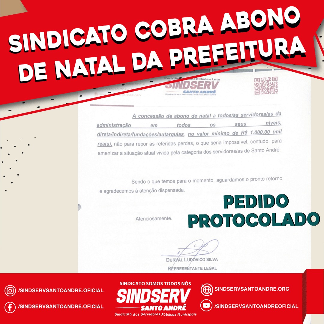 Imagem de  Abono de Natal Já para os Servidores de Santo André!
