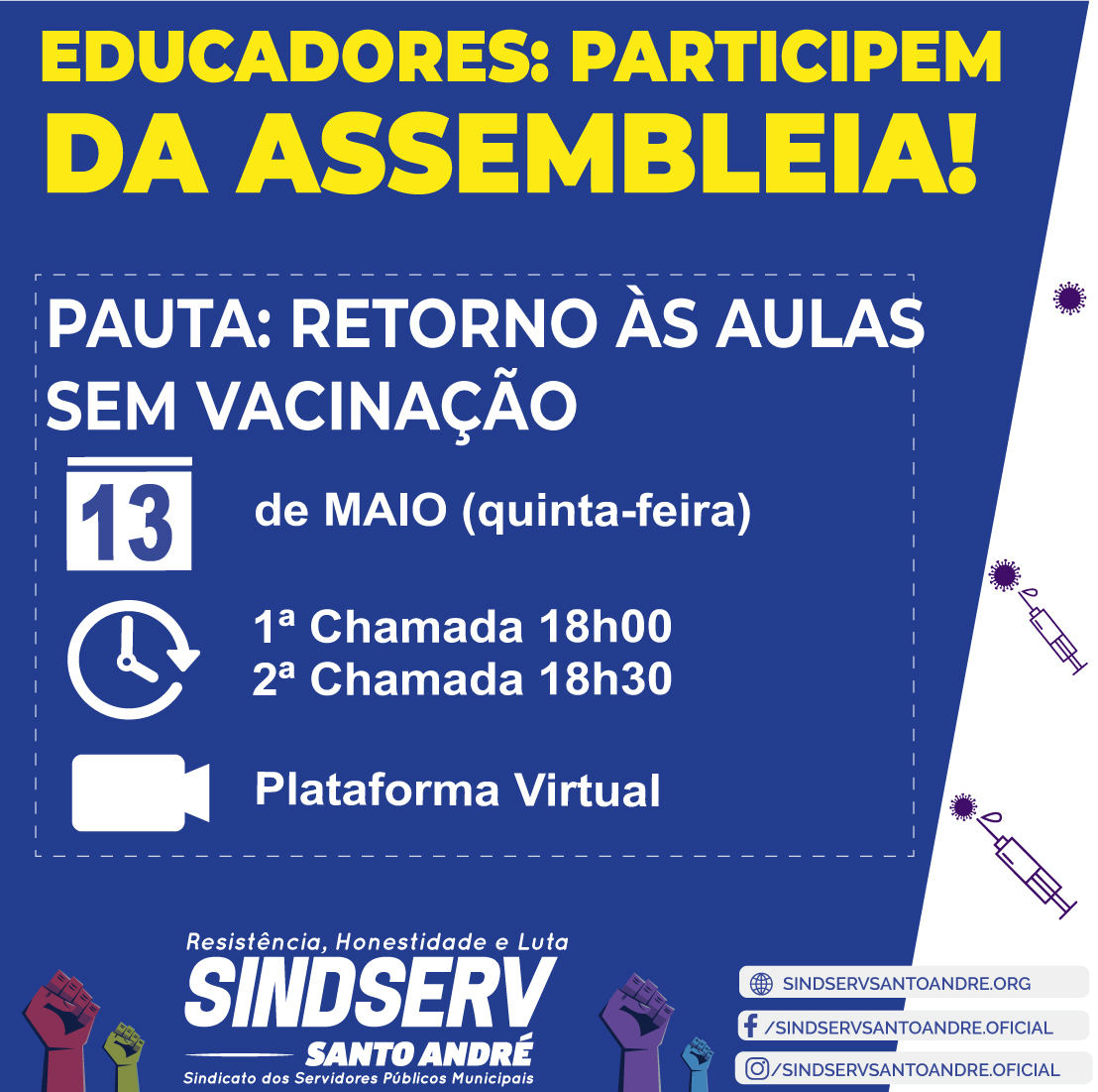 Imagem de Sindicato convoca Assembleia com trabalhadores (as) da Educação nesta quinta-feira (13)