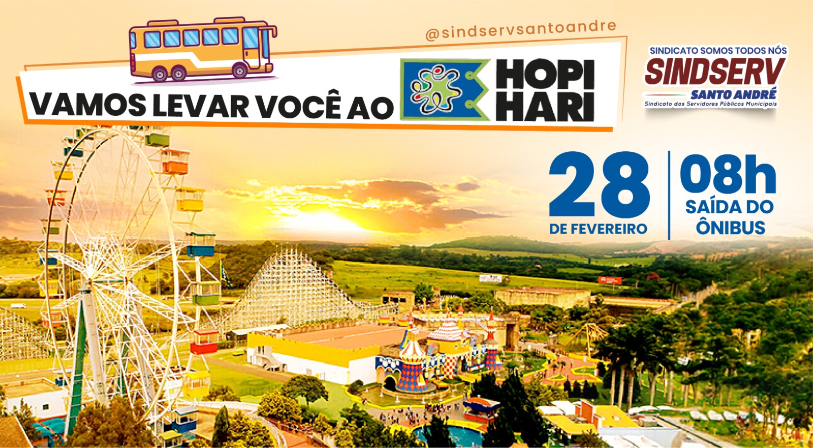Imagem de 28/2: Sindserv Santo André vai levar associados para o Hopi Hari 