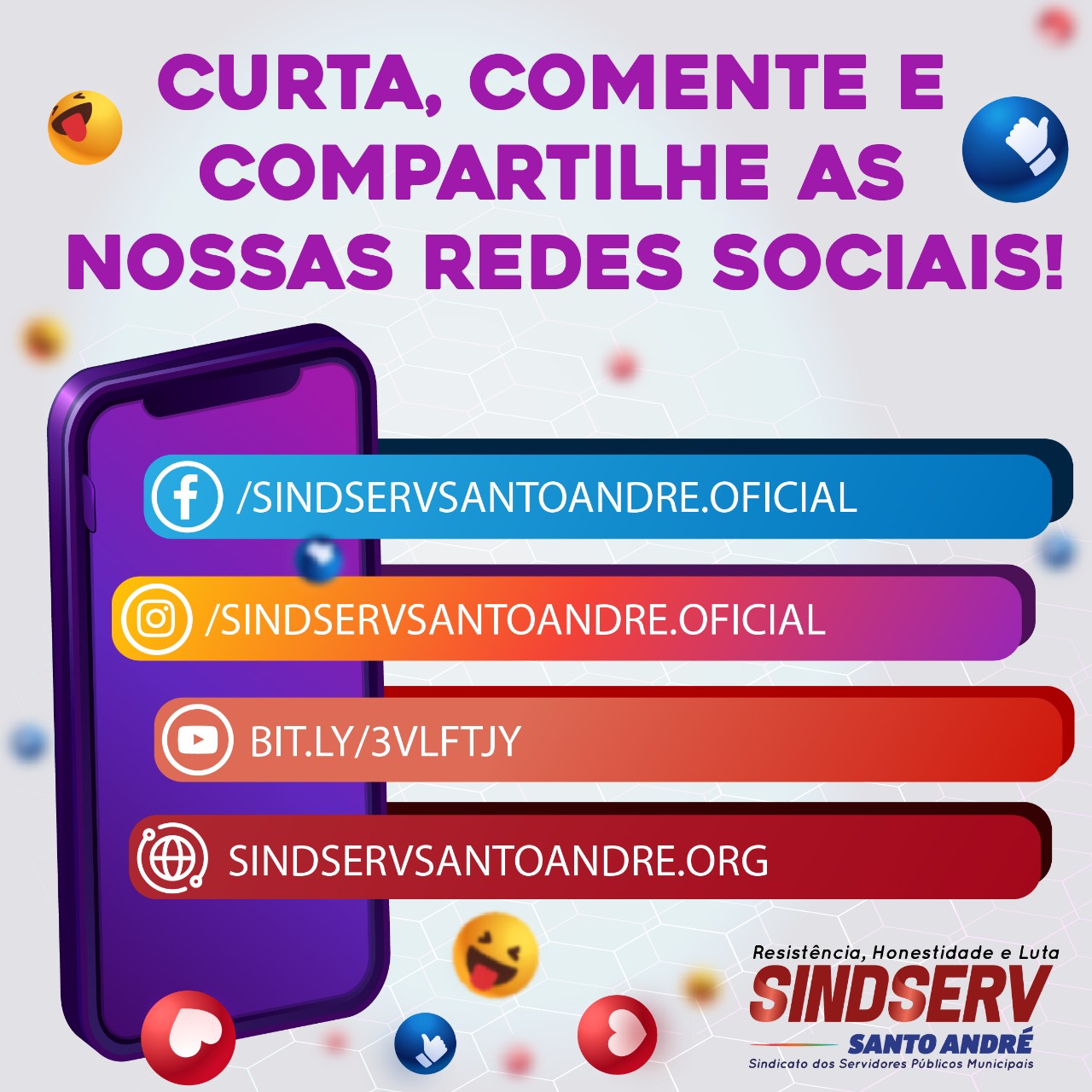 Imagem de Siga e compartilhe as redes sociais do Sindserv Santo André