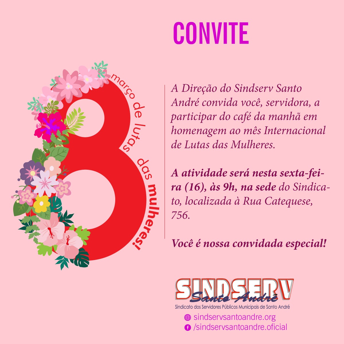 Imagem de Sindserv comemora Mês da Mulher com café da manhã especial para as servidoras 