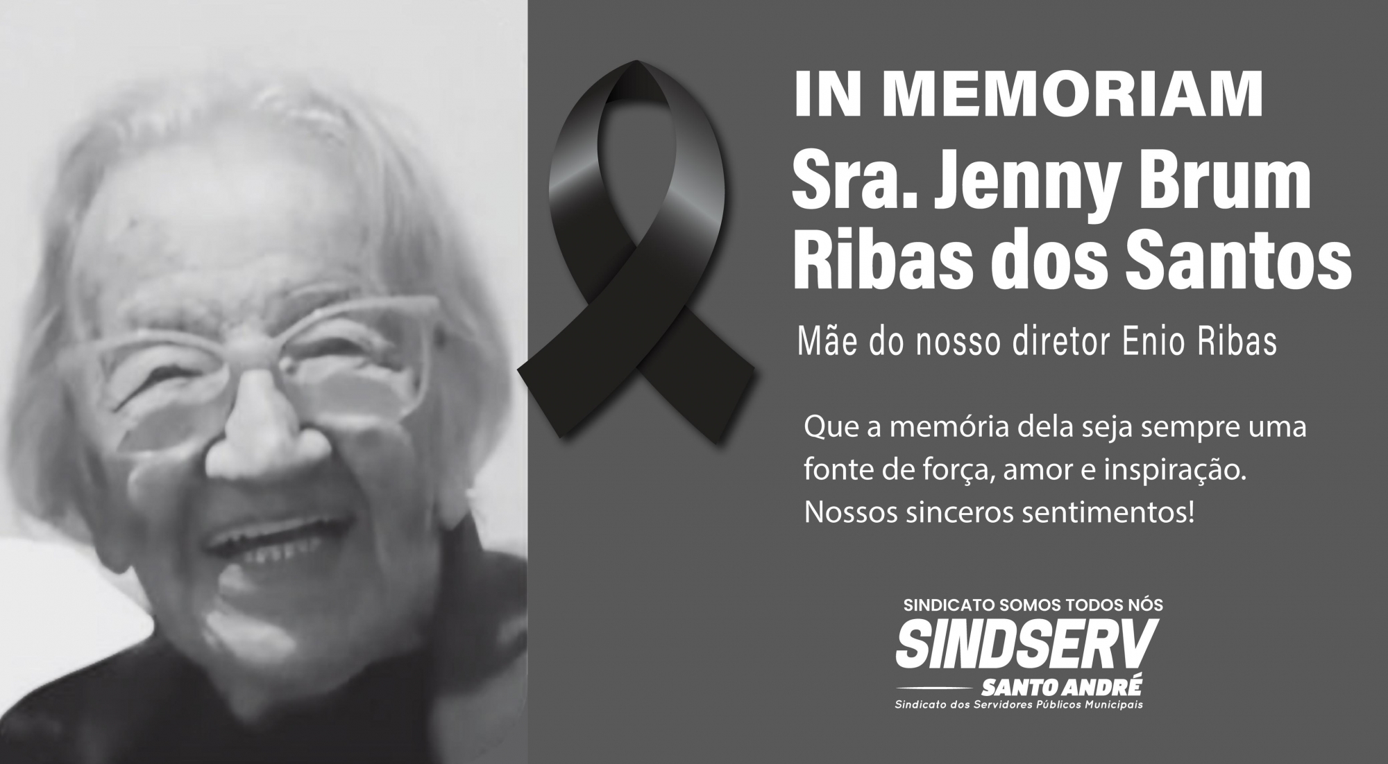 Imagem de Sindserv Santo André lamenta morte da mãe do diretor Ênio Ribas
