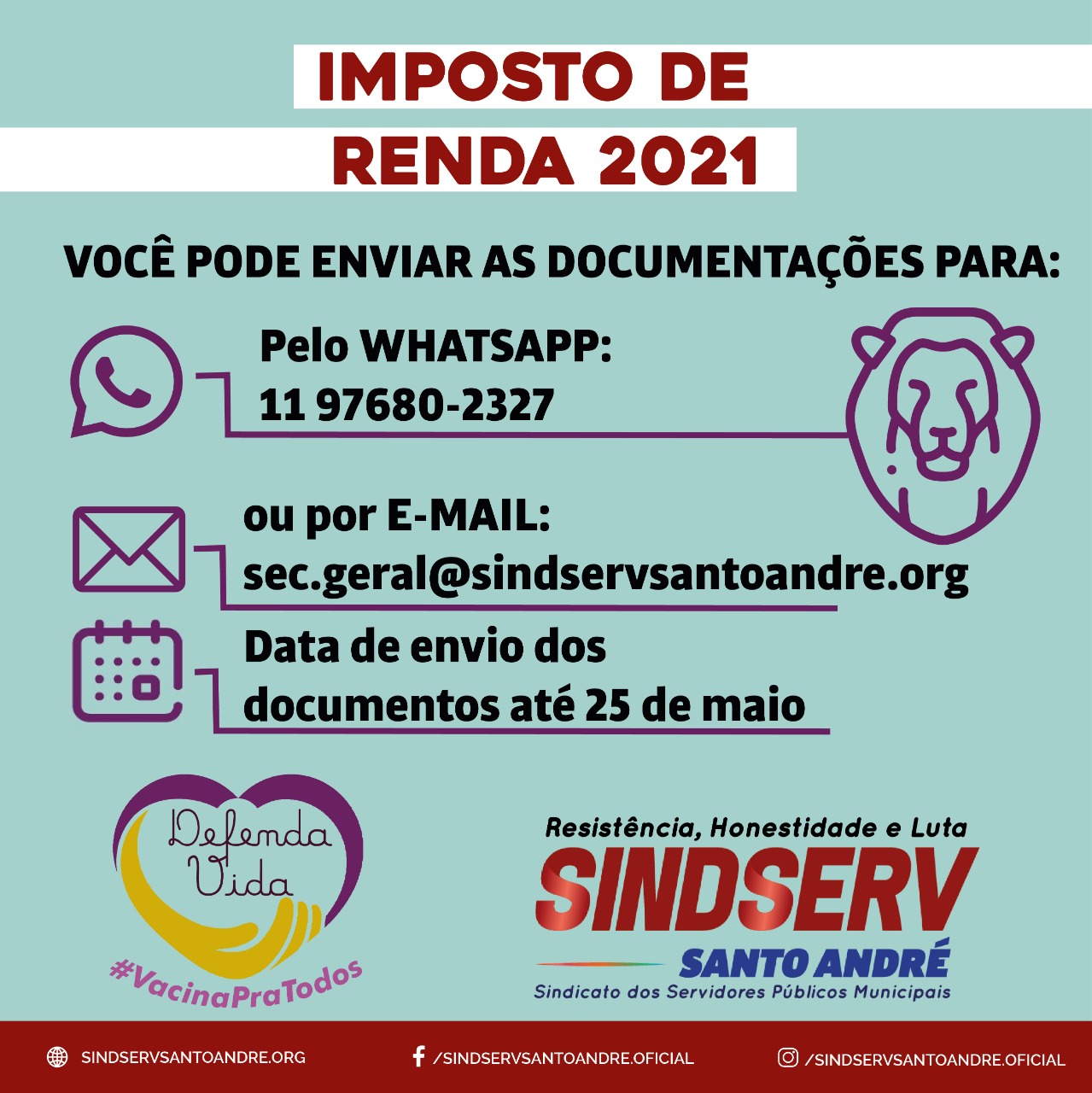 Imagem de Sindicato receberá documentos do Imposto de Renda até o dia 26 de maio