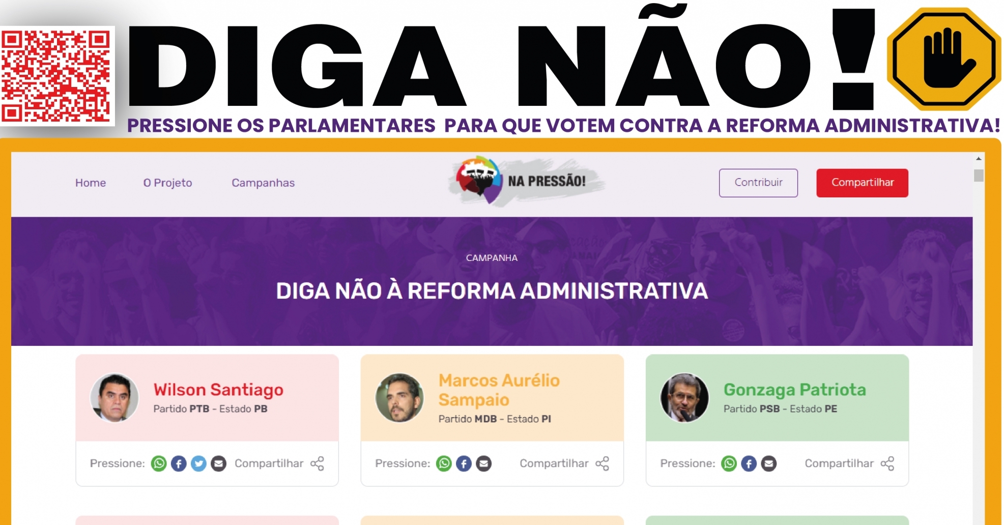Imagem de Vamos pressionar os deputados federais: Diga Não à Reforma Administrativa 
