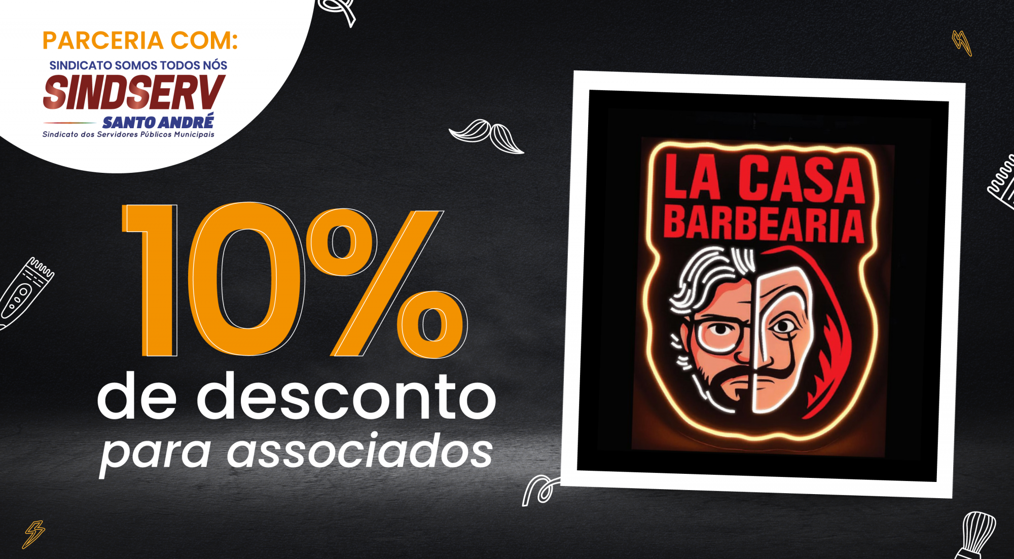 Imagem de Mais benefícios para os associados: Sindserv e Lá Casa Barbearia firmam parceria