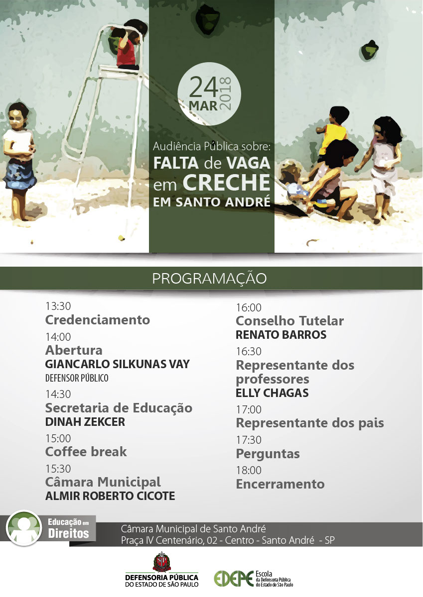 Imagem de Audiência Pública vai debater falta de vagas nas creches em Santo André 