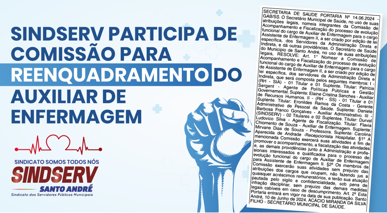 Imagem de Sindserv compõe Comissão da Secretaria de Saúde para reenquadramento do Auxiliar de Enfermagem